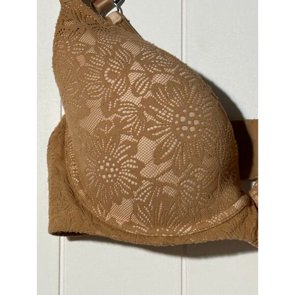 Aerie · 42D · Sunnie Demi Lace Push-Up Bra · Real Good Recycled Nylon · Tan Nude - Picture 5 of 11